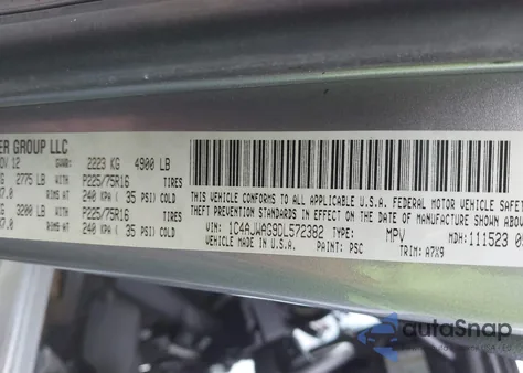 2013 Jeep Wrangler Sport из США, поврежденный, VIN 1C4AJWAG9DL572382